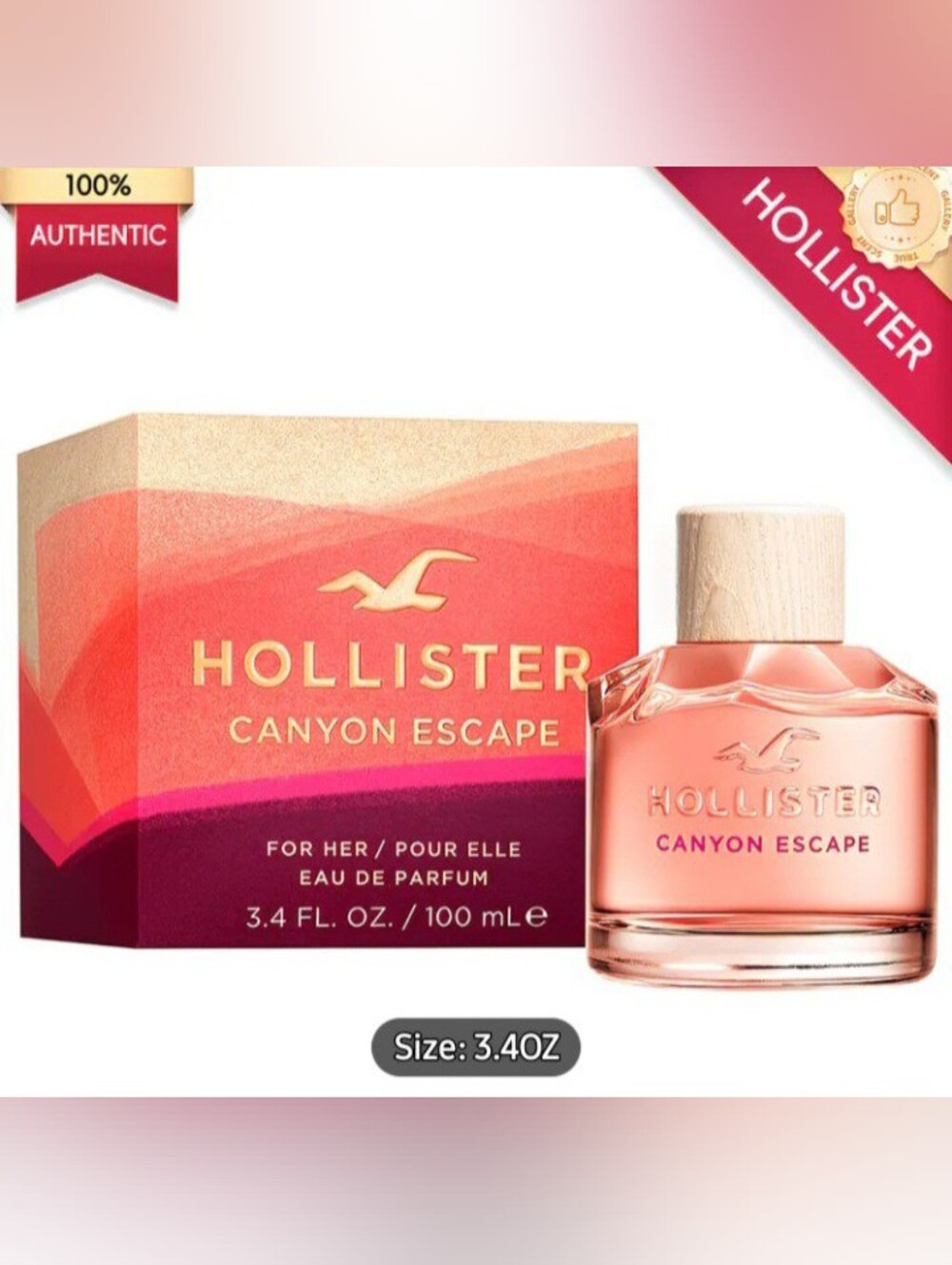 Hollister Canyon Escape Eau de Parfum - Coral Pink Bottle with Wood Cap
